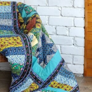 colcha realizada con tejidos reciclados
